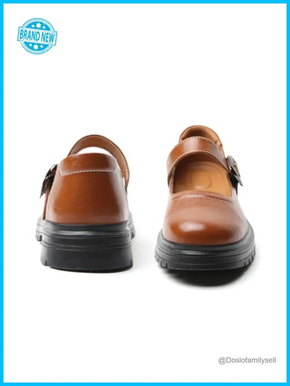 Mary Jane Oxford Platform Flats Faux Leather Buckle Strap Women